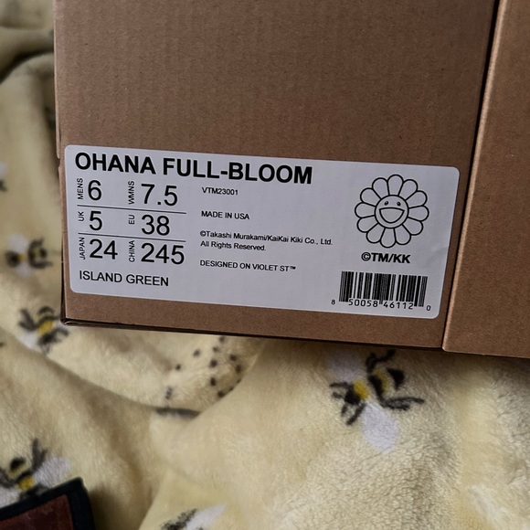 Takashi Murakami Ohana Full Bloom slides Deadstock -never worn island green sz 6 - Picture 2 of 7